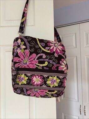 Vera Bradley Pink Floral Quilted Crossbody on Brown